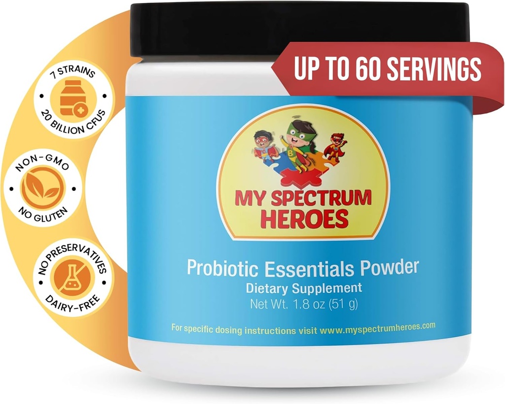 My Spectrum Heroes Probiotic for Kids - Helps Bowel Regularity, Digestion & Micronutrient Absorption, Maintain Gastrointestinal Balance, Children’s Gut Health and Digestive - 1.8oz (51g Powder)