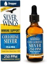 Natural Path Silver Wings Colloidal Silver Liquid - Enhanced Immune Support Supplement - 250ppm (1250mcg) - 2oz Dropper