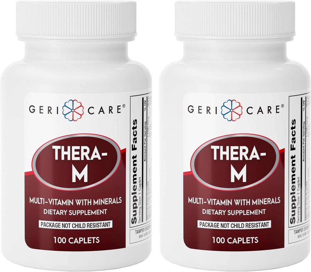 GeriCare Thera M Multivitamin Caplets, Blend of Vitamins and Minerals to Ensure Maximum Nutritional Support Antioxidant Protection Supplement, 100 Count (Pack of 2)