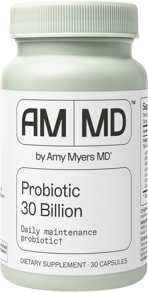 Amy Myers MD Probiotics 30 Billion CFU - Supports Digestive Health, Gut Microbiome & Immune Function - 14 Strains - Dairy-Free, Gluten-Free - 30 Capsules (30 Servings)