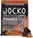 Jocko Fuel Mölk Whey Protein Powder 22g Low Sugar Monk Fruit Blend - Muscle Recovery & Growth, Packaging May Vary (31 Servings, Chocolate Peanut Butter)