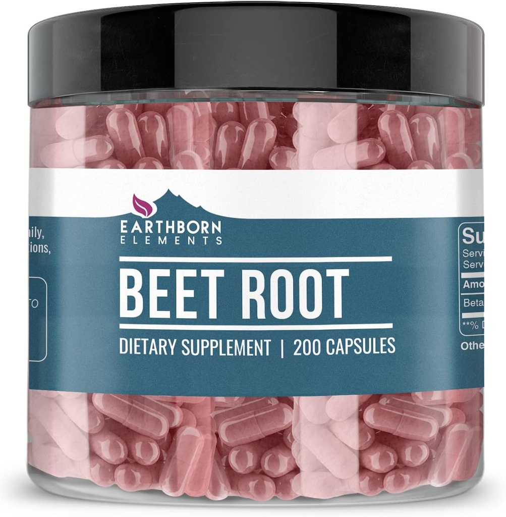 Earthborn Elements Beet Root 200 Capsules, Pure & Undiluted, No Additives