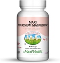 Maxi Health Potassium Magnesium - Energy Support - Heart & Muscle Formula - 90 Capsules - Kosher (Pot)