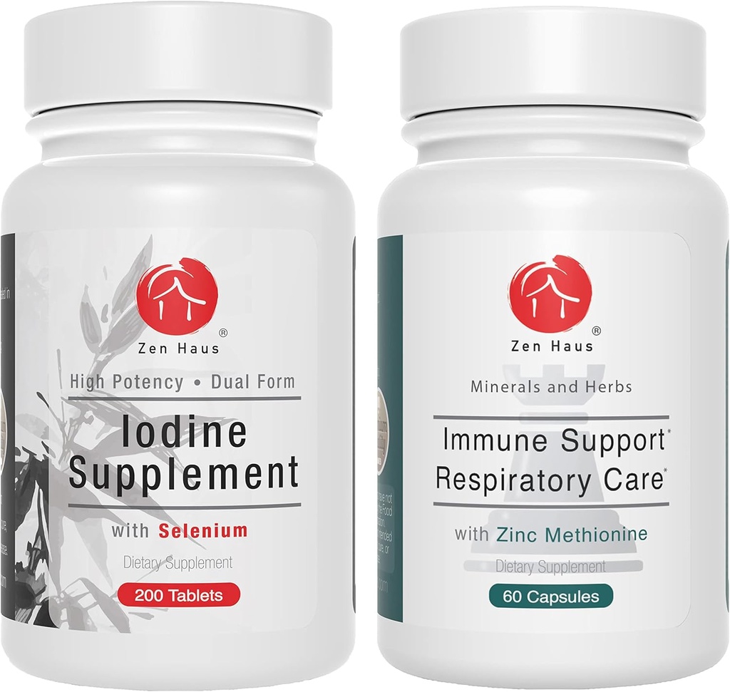 Zen Haus Iodine and Immune Bundle - 12.5 mg Iodine Complex with The Immune and Respiratory Support Formula