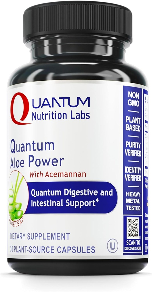 QNL Quantum Aloe Power - Organic Aloe Vera Capsules - Digestive Nutritional Supplement - Gut Health Supplement for Men & Women - Vegan Gut Supplement - 30 Plant-Source Capsules