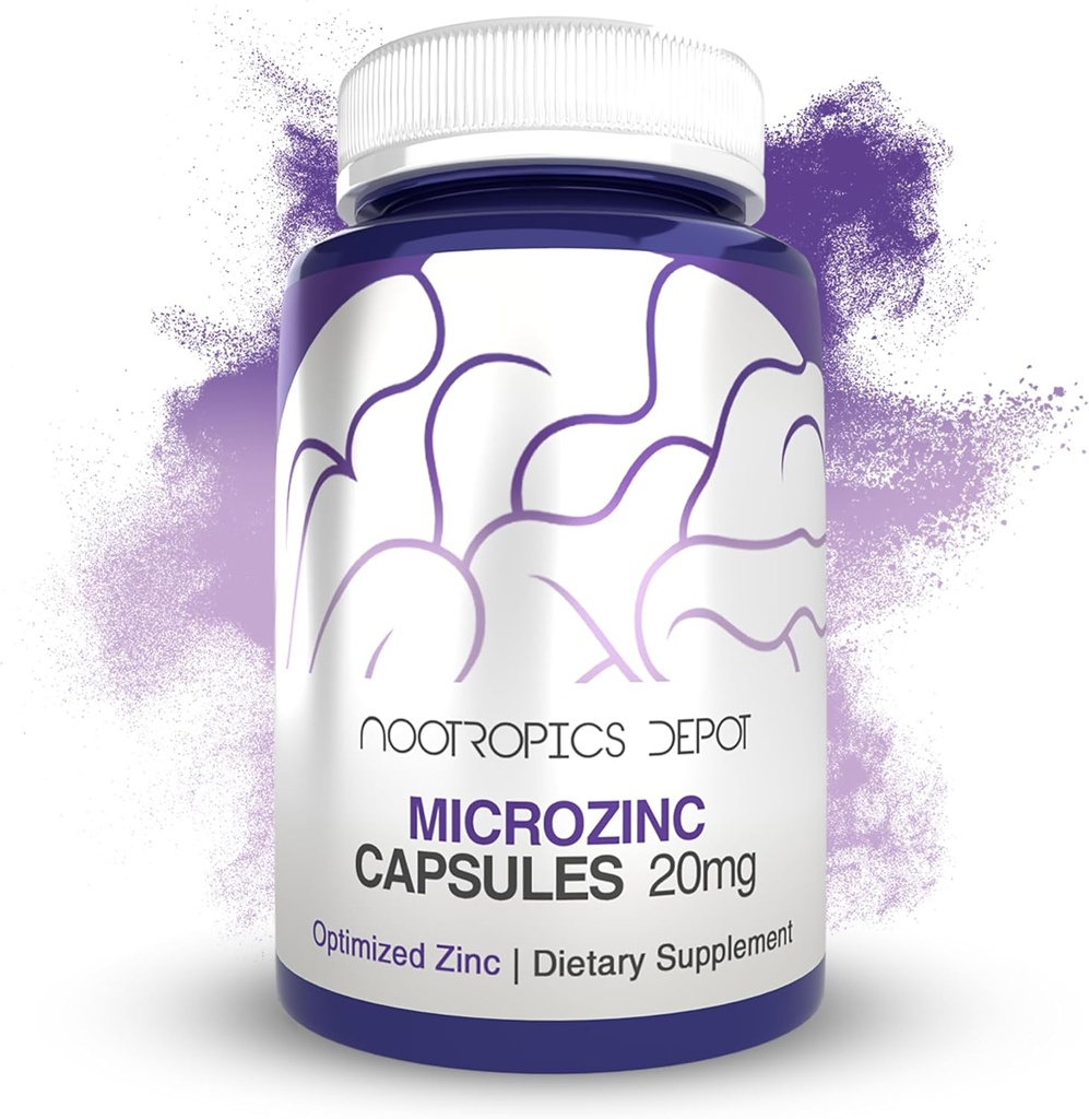 Nootropics Depot MicroZinc Capsules | 20mg | Optimized Zinc Supplement | 30 Count