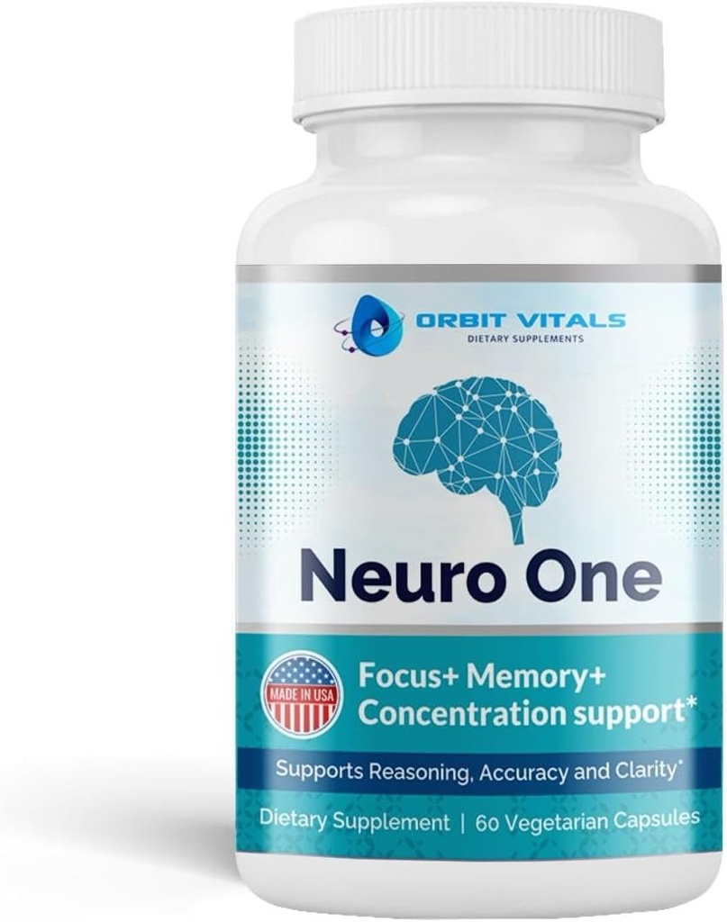 Neuro One Brain Support Supplements for Memory - Cognitive Support Supplement - Boost Focus, Mood, Clarity, Concentration & Mental Speed - Brain Supplement for Adults - 60 Capsules
