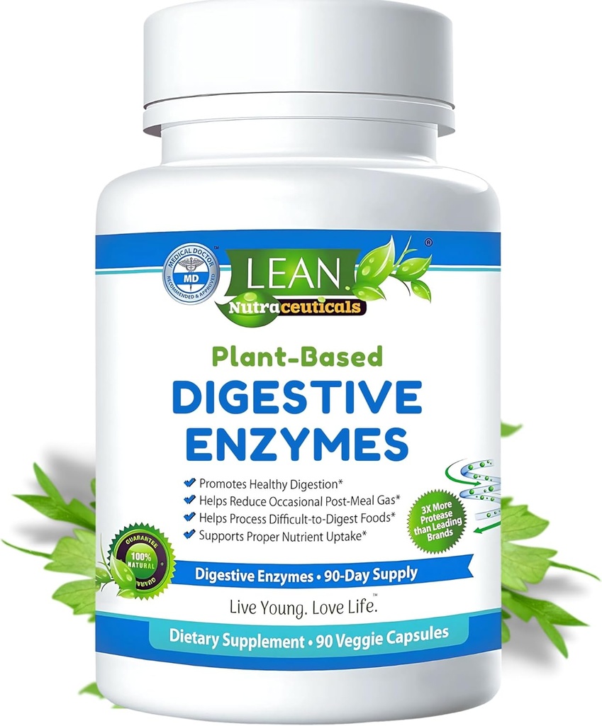Digestive Enzymes for Gut Health – Bloating & Gas Relief Supplement – IBS Support, Probiotic-Infused Enzyme for Women & Men – Breaks Down Dairy, Carbs & Fats – Keto & Paleo Friendly – 90 Capsules