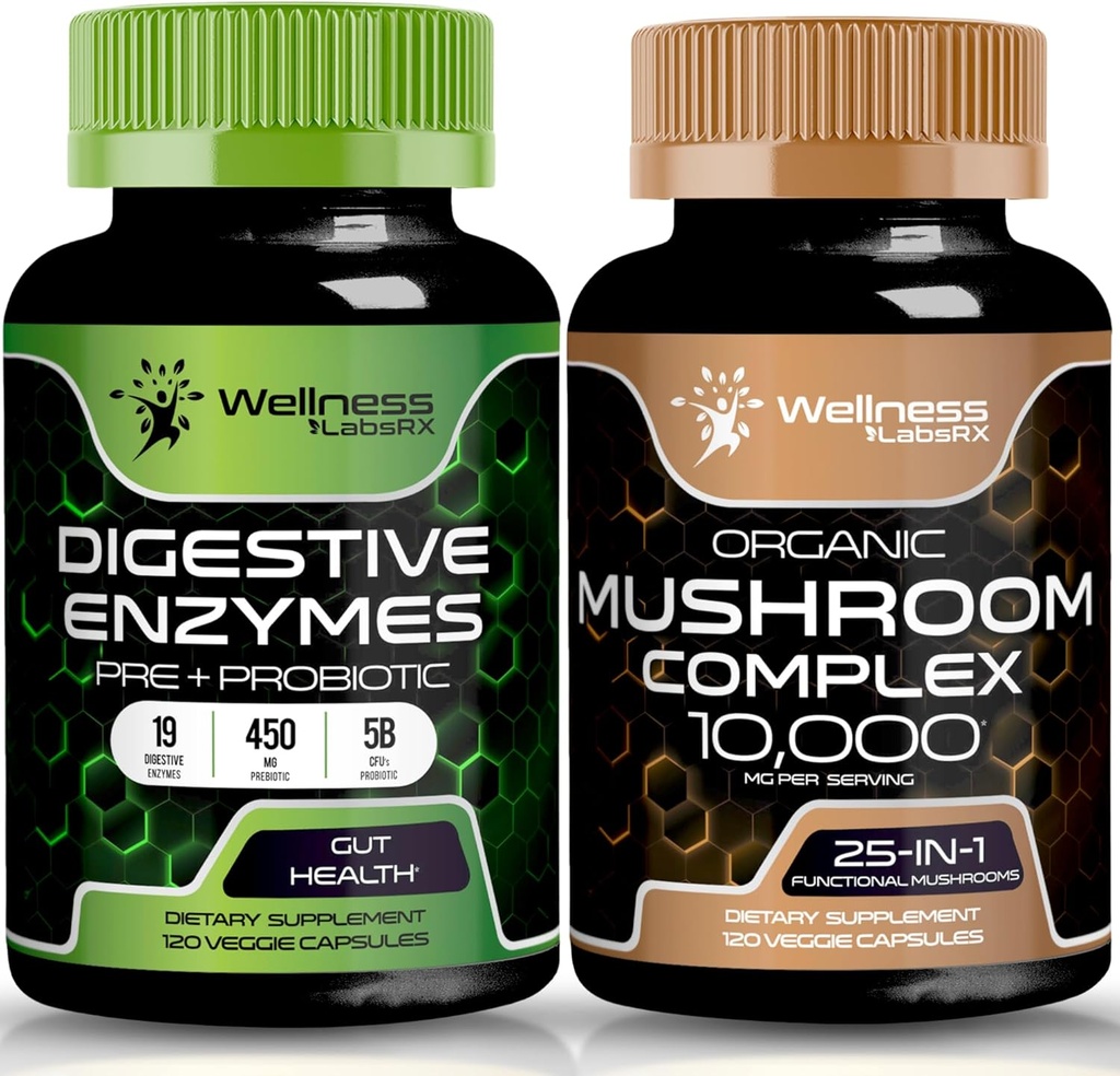 WELLNESS LABSRX Digestive Enzymes Capsules | Mushroom Capsules