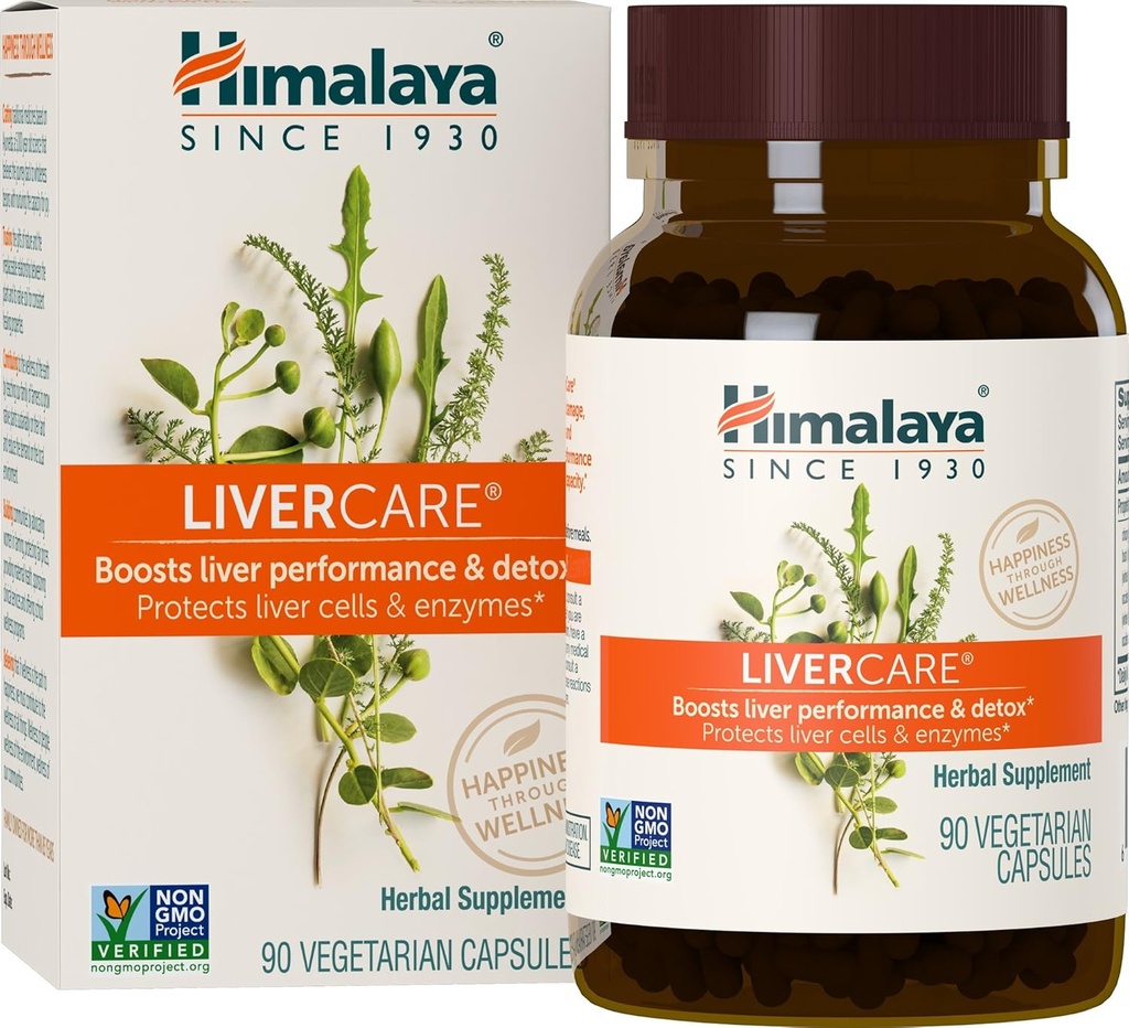 Himalaya LiverCare – Herbal Liver Support with Capers, Chicory, Arjuna & Yarrow – Promotes Detox, Bile Production & Waste Elimination – Vegan, Non-GMO, Gluten-Free 375 mg, 90 Capsules (45 Day Supply)