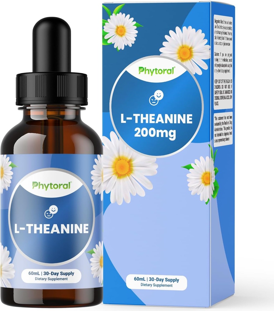 Phytoral Potent L-Theanine Liquid Drops - High Absorption L-Theanine for Kids & Adults Calm & Relaxation Support - Premium Quality Drops Ideal for Children and Adults Liquid 30 Servings