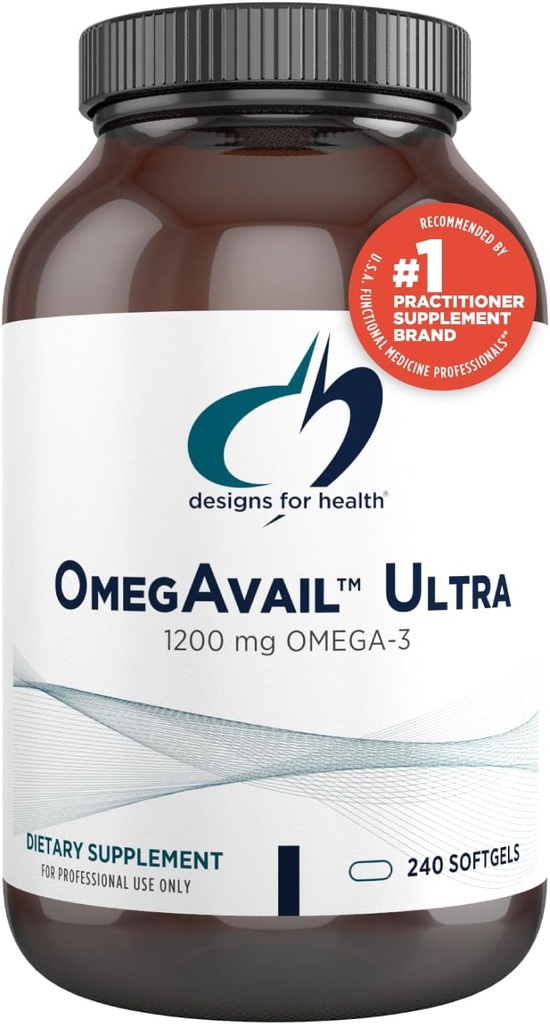Designs for Health OmegAvail Ultra TG Fish Oil 1200mg - Triglyceride Form Omega 3 Fish Oil Supplement with DHA/EPA - No Fishy Aftertaste (240 Softgels)