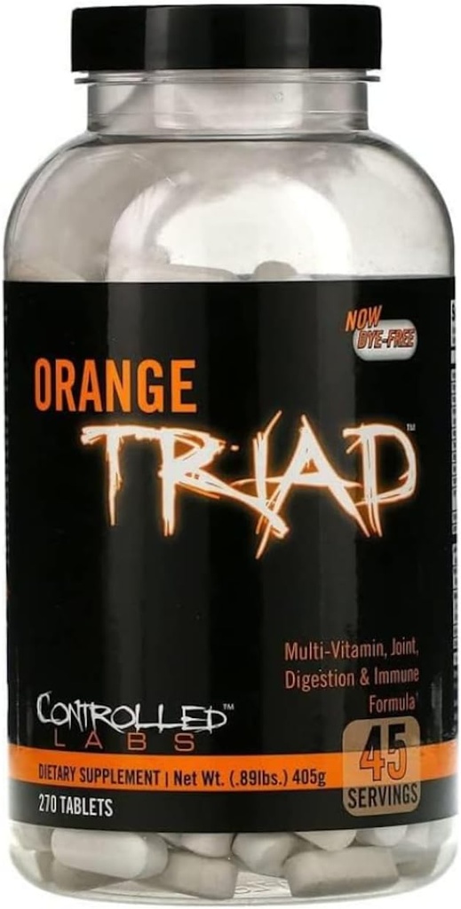 CONTROLLED LABS Orange Triad Daily Multivitamin, Iron Free Sports Supplement for Workout, Digestion, Immune, and Joints, 45 serv - Tablets (270 Count (Pack of 1))