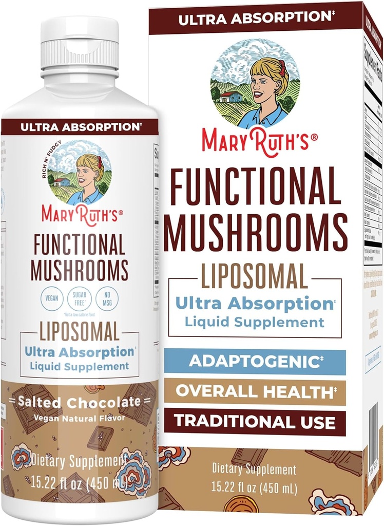MaryRuth Organics Mushroom, Mushroom Supplement, Mushroom Liquid Vitamin, Reishi Mushroom Supplement for Immune Support, Turkey Tail Vitamin for Stress Relief, Vegan, Non-GMO, Gluten Free, 15.22 Fl Oz