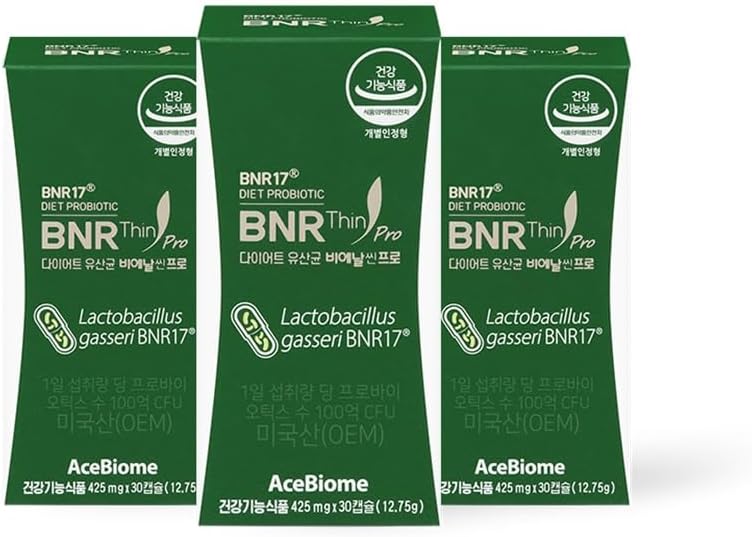 BNRThin Pro, Lactobacillus Gasseri BNR17, 10 Billion CFU Guaranteed, Digestive Health, 30Capsules x 3packs