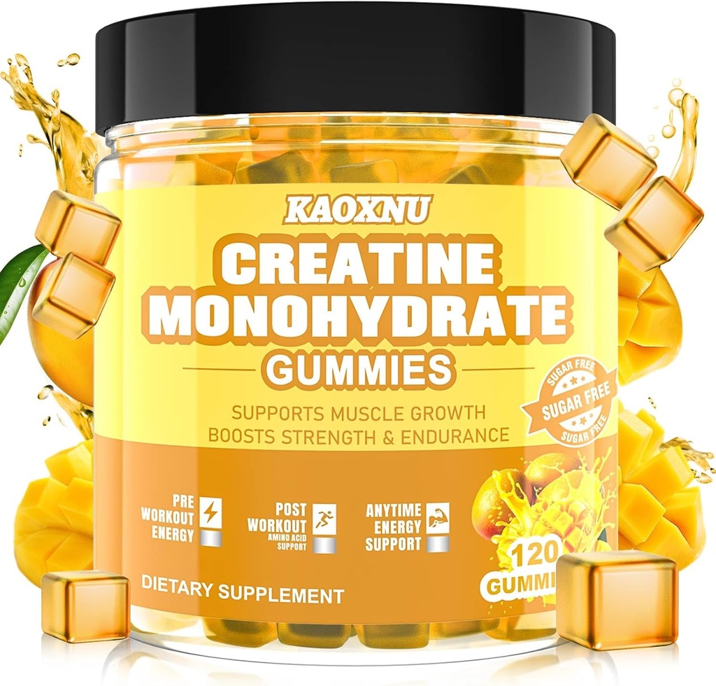 2 Pack Creatine Monohydrate Gummies 5000mg for Men & Women, 120 CT Chewable Creatine Monohydrate for Energy Boost, Muscle Support, 5.6g of Creatine Monohydrate per Serving - Sugar Free
