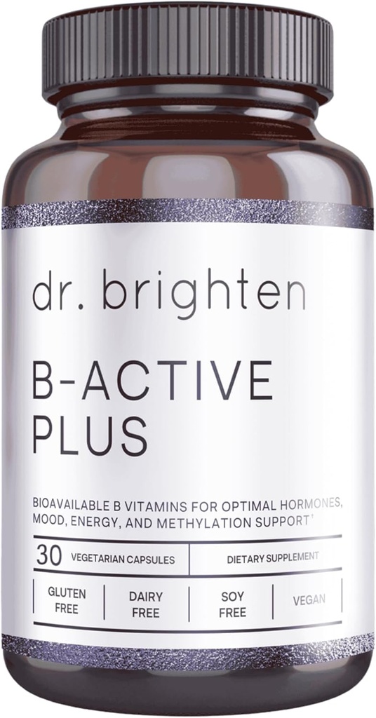 Dr. Brighten B-Active Plus - B Vitamins Dietary Supplement Combination Formula Supplies Most of The Vitamin-B in Their Coenzymated Forms Supports Methylation (30 Count)