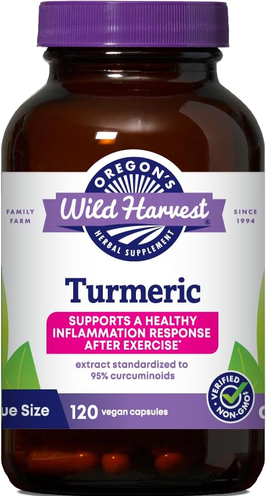 Oregon's Wild Harvest Turmeric 120 Vegan Capsules | Organic Turmeric Curcuminoids with Black Pepper for Better Absorption | Supports Healthy Inflammation Response and Joint Health | Non GMO