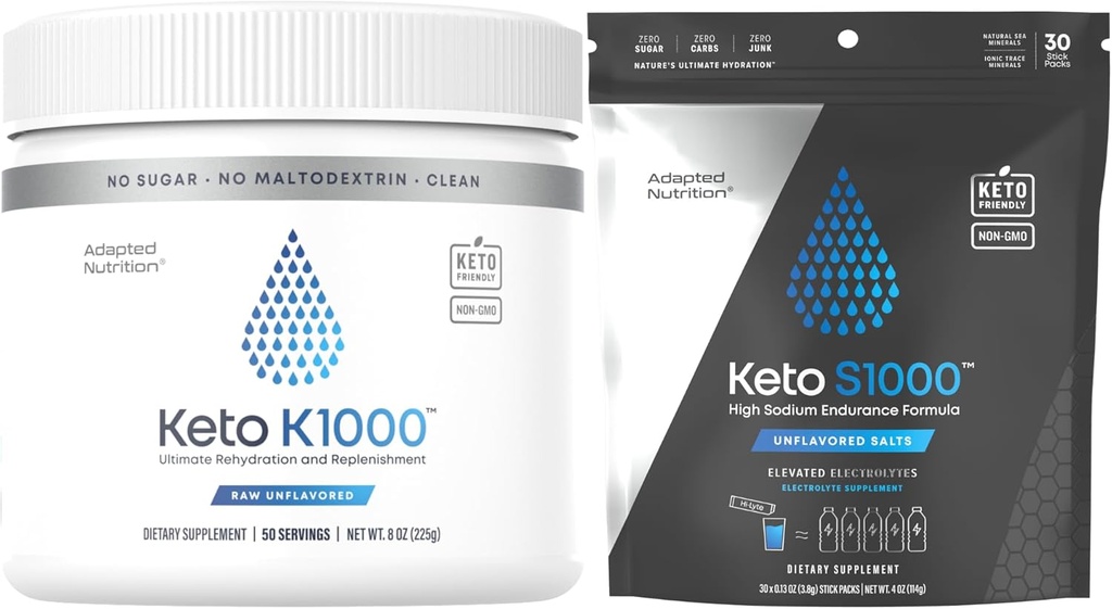 Hi-Lyte Keto K1000 Electrolyte Powder Unflavored + Keto S1000 Electrolyte Powder Packets