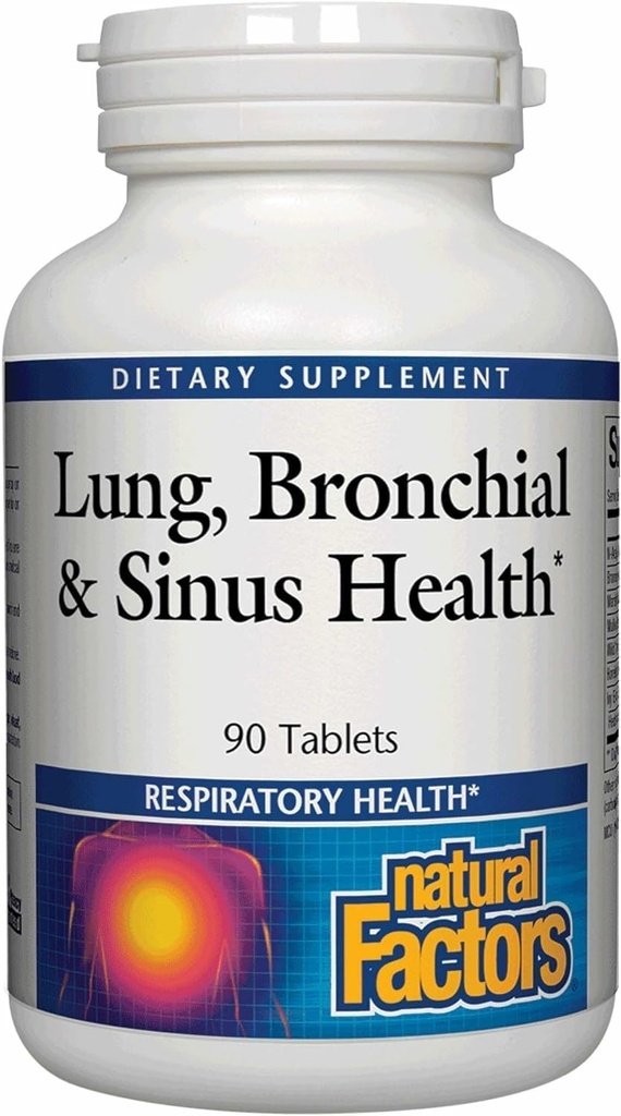 Natural Factors Lung, Bronchial & Sinus Health - Respiratory Health Supplement - Supports Lung & Sinus Health - Supports Healthy Lung Tissue & Mucus Consistency - 90 Tablets (90 Servings)