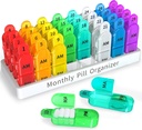 Zoksi Monthly Pill Organizer 2 Times a Day, 30 Day Pill Box Organizer Am Pm, Daily Pill Case with 32 Large Compartments for Each Day, Portable Travel Pill Container for Vitamins and Medicine