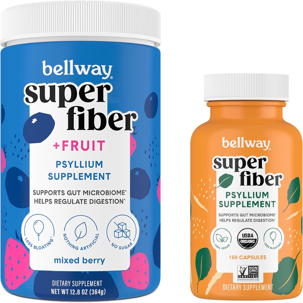 Bellway Super Fiber Powder + Fruit, Mixed Berry Super Fiber Capsules