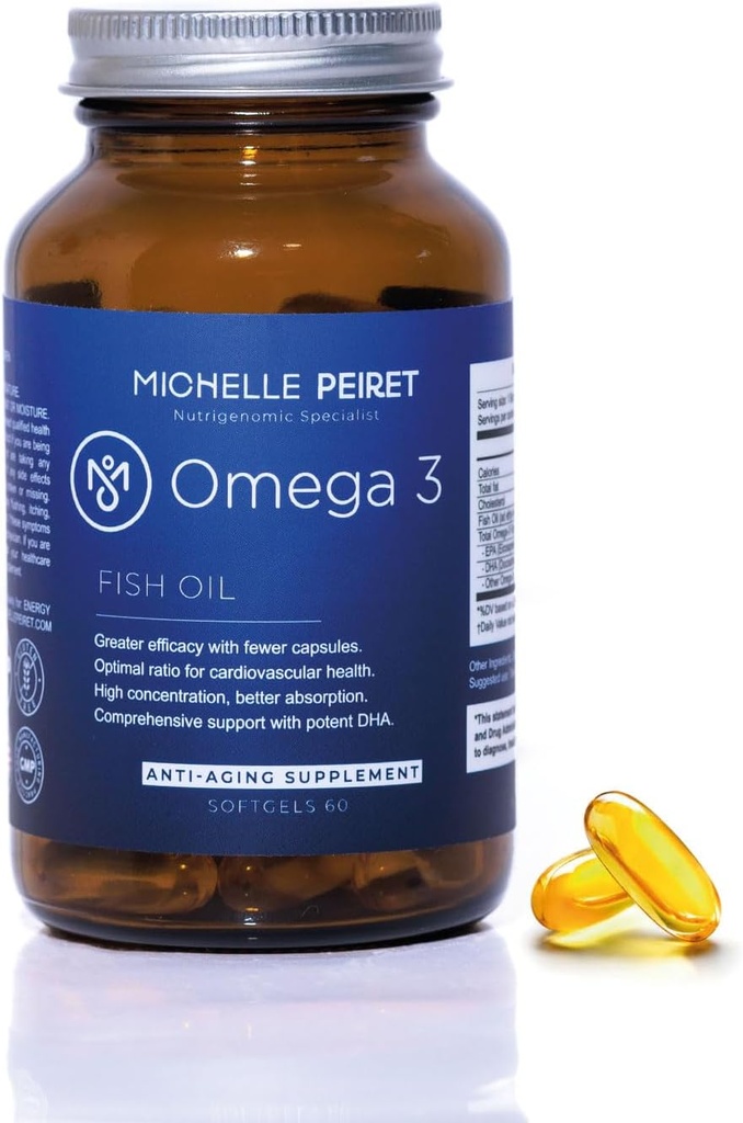 Omega 3 Fish Oil | Fish Oil Capsules| Fish Oil 1000mg | No Fishy Smell | No Aftertaste | Gluten-Free | 60 Capsules |