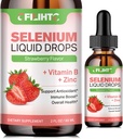 Selenium Liquid Drops - 200mcg Liquid Selenium Supplement with Vitamin B Complex & Zinc - Support for Immune System, Antioxidant & Heart Health, High Absorption - Strawberry Flavor, 2 Fl Oz