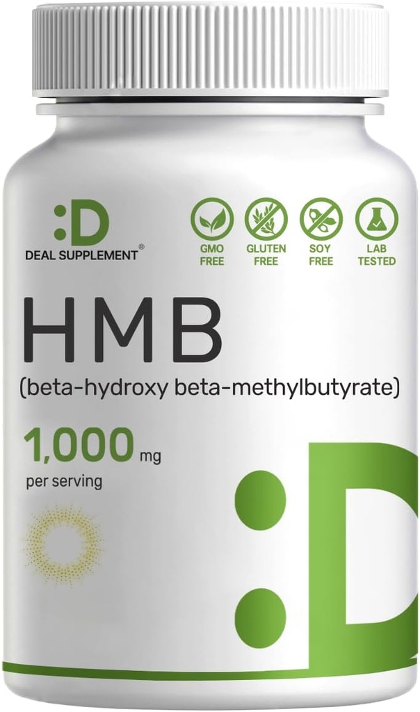 Deal Supplement Ultra Strength HMB Supplements 1,000mg Per Serving | Third Party Tested | Supports Muscle Growth, Retention & Lean Muscle Mass | Fast Workout Recovery | Capsules