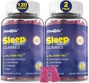 Melatonin Free Sleep Aid Gummies for Adults, Sugar Free Sleeping Gummy No Melatonin, Natural Calm Gummies with Magnesium Glycinate, L-Tryptophan, L-Theanine, GABA, Ashwagandha, Valerian, 120cts