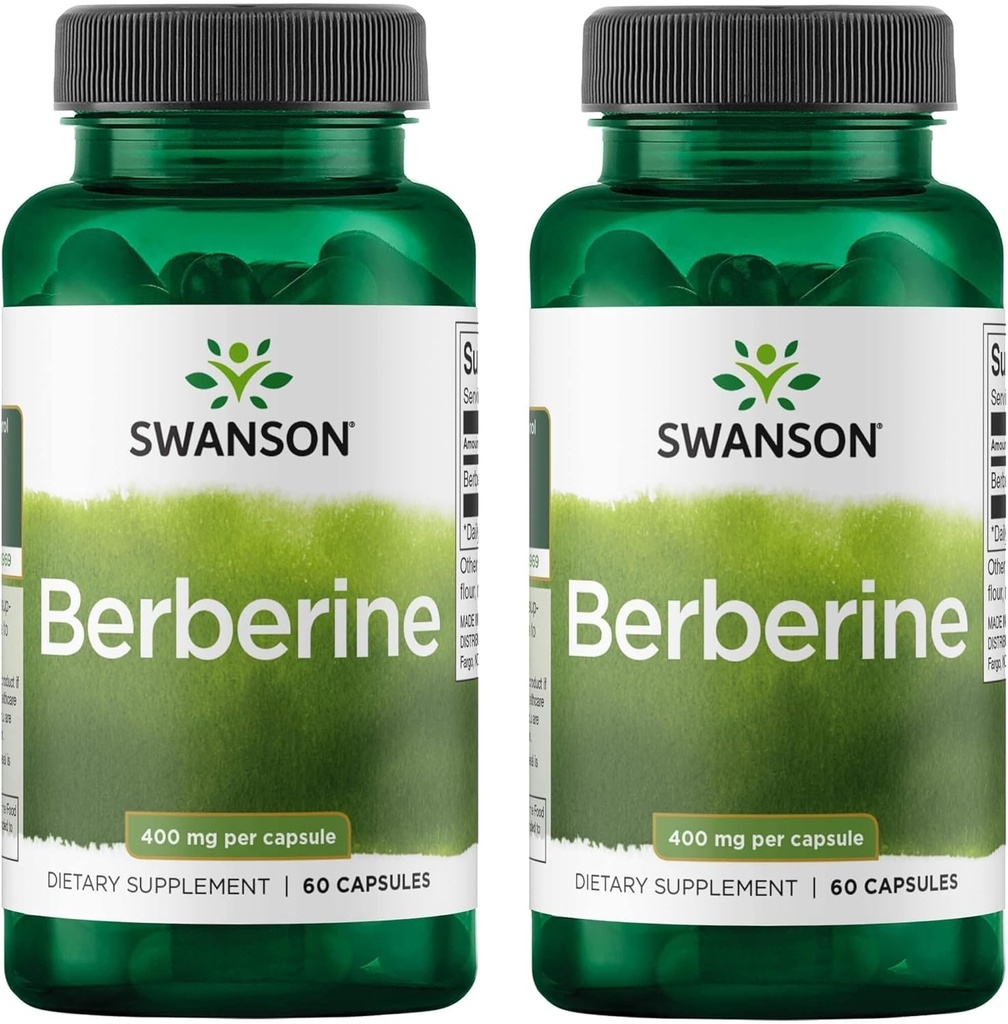 Swanson Berberine - Standardized 97% Berberine HCl- 400mg Each - 60 Capsules 2 Bottles