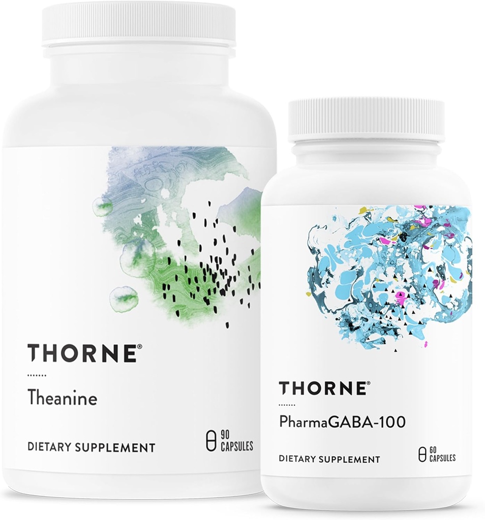 THORNE - Relax & Restore Bundle - L-Theanine and PharmaGABA-100 Duo for Stress Relief & Relaxation - 60 to 90 Servings