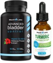 Advanced Bladder Control Supplements for Women & Men 60 Capsules + Turmeric Liquid Drops with Curcumin & Black Pepper Extract Bioperine - 2 fl Oz