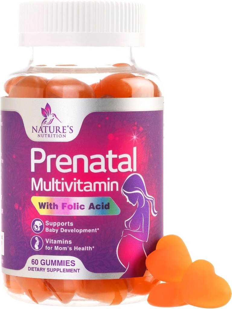 Prenatal Vitamins for Women 1335mcg - Pregnancy Vitamins Gummies with Folic Acid, Vitamin A, C, D3, B12, B6 - Prenatal Multivitamin Gummy for for Fetal Support, Pregnant & Nursing Women - 60 Gummies