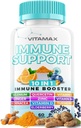 10-in-1 Immune System Support Booster with Elderberry, D3, Selenium, Quercetin, Zinc, Vitamin C, Ginger, Turmeric Curcumin, B6, Echinacea – Natural Immune Defense – Made in USA (60 Count (Pack of 1))