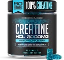 Creatine HCl 3000mg Per Serving - Raspberry Flavor - Vegan Gummies (90 Count, Single Pack)