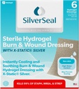 SilverSeal Burn and Wound Dressing, Hydrogel Pads with X-Static Silver, Soothing, Moist & Protective for Burns, Cuts & Wounds, 2" x 3" Sterile Dressings, 6 Count