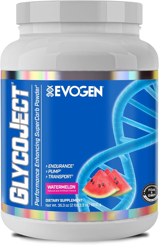 Evogen GlycoJect - Super Carb Powder | Rapid Absorption for PreWorkout | Carbohydrate Powder for Endurance | Post-Workout or Pre Workout Powder for Men & Women | Watermelon | 37 Servings