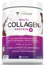 Multi Collagen Peptides Powder for Women - Hydrolyzed Chocolate Collagen Powder for Women with Types I II III V & X Vitamin C & Hyaluronic Acid for Hair Skin and Nails (Chocolate) - 25 Servings