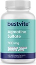 BESTVITE Agmatine Sulfate 500mg (240 Vegetarian Capsules) - No Stearates - Vegan - Non GMO - Gluten Free