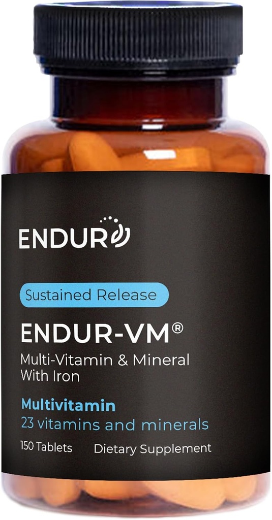 Endur-VM Multivitamin & Mineral (with Iron), Daily Multivitamin with Vital Minerals, Vitamin B, Vitamin D & Folic Acid, Gluten Free, 150 Tablets