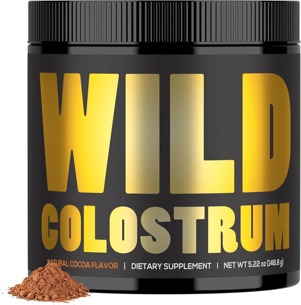 Colostrum Supplement - Grass Fed Pure Bovine Colostrum Powder - 2000mg & 400mg IgG (calostro bovino) - Gut, Immunity, Skin, Hair Support - Sugar Free, Natural Cacao Flavour, 30 Servings
