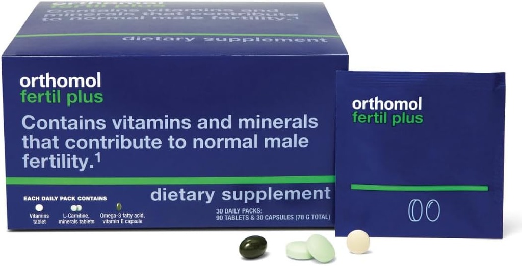 Orthomol Fertil Plus 30, Male Prenatal Supplements, Vital Nutrients for Conception with Selenium and L-Carnitine, 30-Day Supply