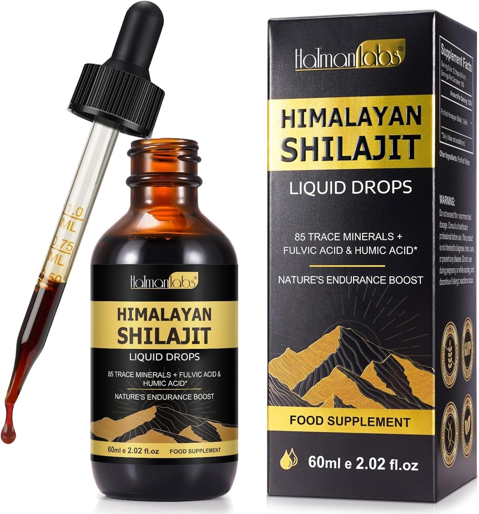 Shilajit Pure Himalayan Organic Resin Drop, Pure Himalayan Shilajit Resin Liquid Gold Supplement, Shilajit Organic Drop Rich in 85+ Trace Minerals, Shilajit for Men & Women (2.02 Fl Oz (Pack of 1))