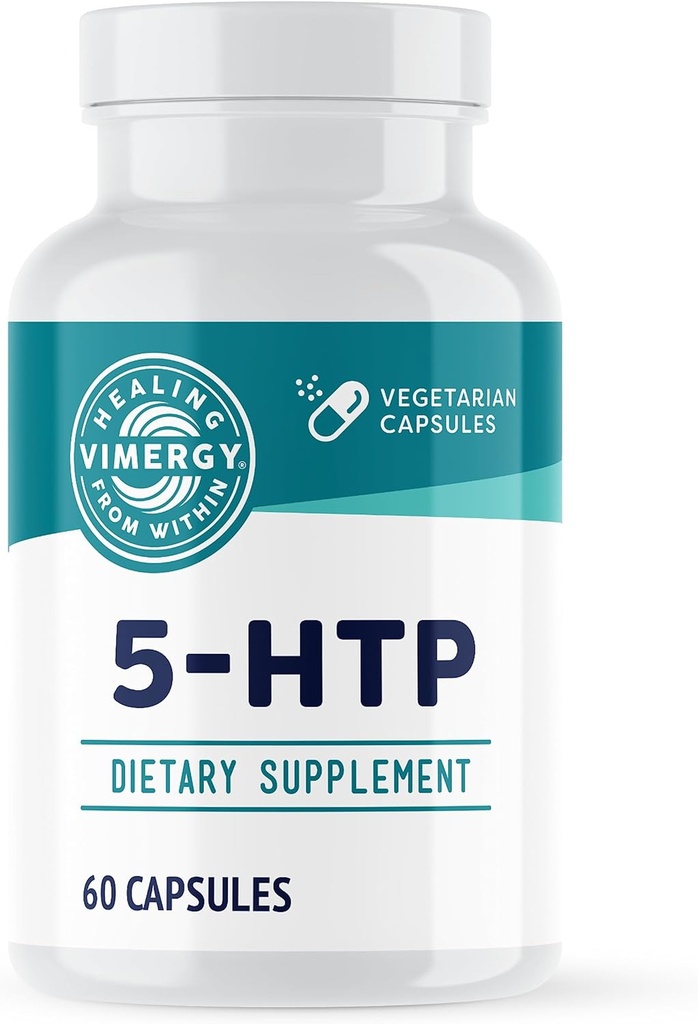 Vimergy 5-HTP Capsules– Clean Formula Supporting a Healthy Mood, Better Sleep and May Enhance Serotonin Levels.* Kosher and Vegan. – (60 ct.)