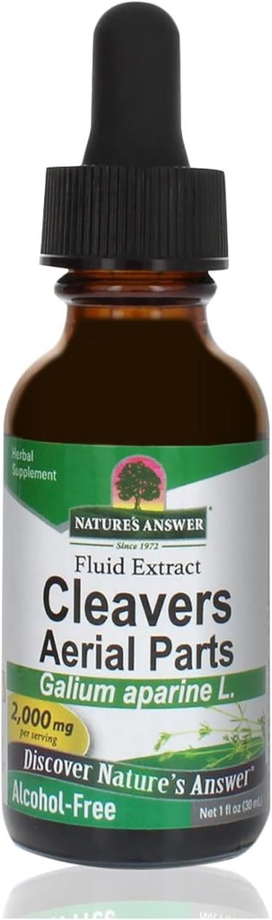 Nature's Answer Alcohol-Free Cleavers Herb, 1-Fluid Ounce | Supports Overall Wellbeing | Dietary Supplement