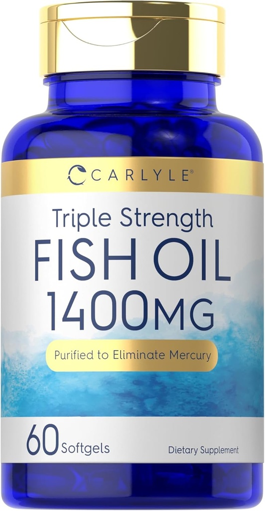 Carlyle Triple Strength Omega 3 Fish Oil | 1400mg | 60 Softgels | Non-GMO, Gluten Free Supplement