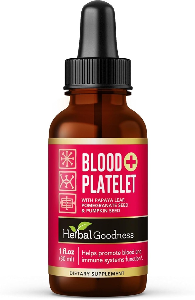 Herbal Goodness Papaya Leaf Blood Platelet Liquid Supplement - Liquid Tincture 1oz - Natural Blood Platelet Boost & Immune Support, Bone Marrow - Blood Cleanse Formula - Made in USA