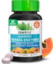 Zenwise Health Chewable Papaya Enzymes for Digestion & Gut Support - Chewable Digestive Enzyme Blend with Papain and Bromelain for Digestive Health & Bloating Relief - Women & Men - 30 Tablets