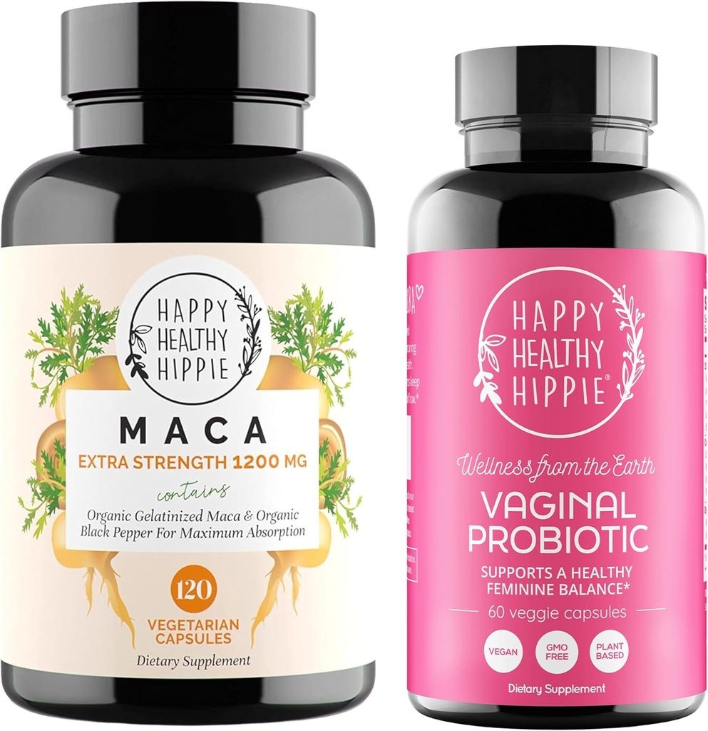 Happy Healthy Hippie Vaginal Probiotics for Women & Organic Maca Root Capsules